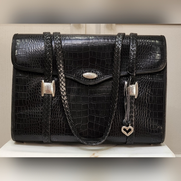 Brighton Vintage Croc Embossed Leather Bag - Picture 1 of 15